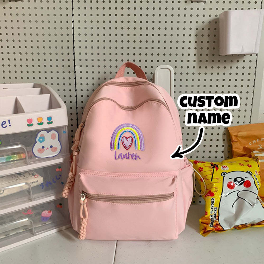Personalized Embroidered Name Rainbow Backpack School Bag Back to School Gifts - soufeeltest