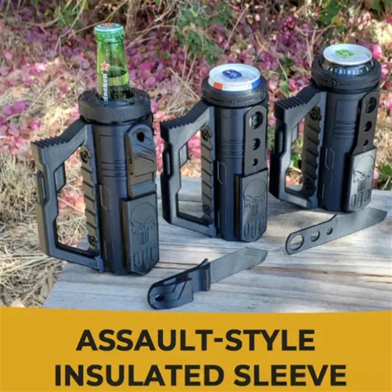Tactical 12 oz Beer Bottle Holder with Bottle Opener - 3D Printed Beer Accessory - Unique Beer Lover Gift
