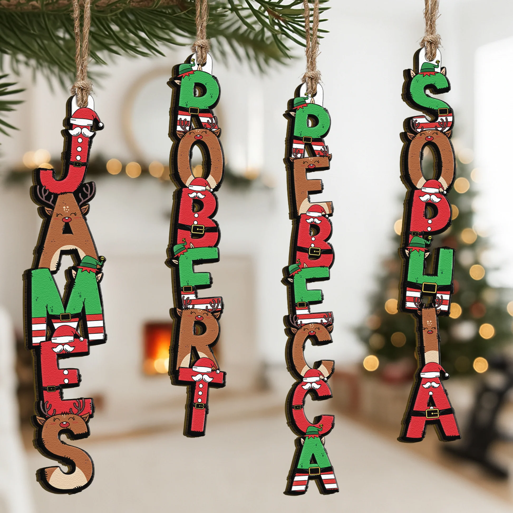 Custom Family Name Elf Santa Letter For Kids, Siblings - Personalized Family Ornament