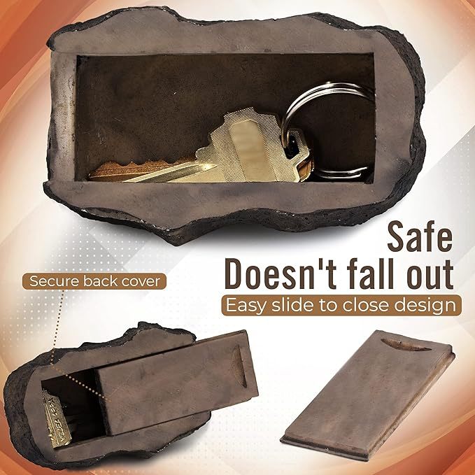 Hide A Key In A Real Looking Rock/Stone Holds Standard Sized Spare Keys Fits In With Your Landscaping And Yard Resistant To Outdoor Elements