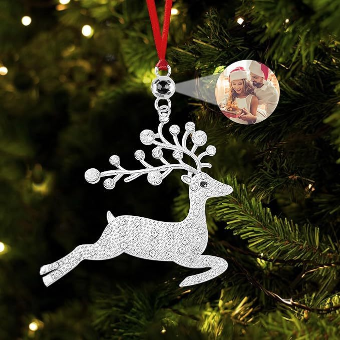 Personalized Christmas Projection Ornaments for Christmas Tree, Custom Drop Pendant Decoration with Picture Inside, Hanging Home Xmas Memorial Decoration