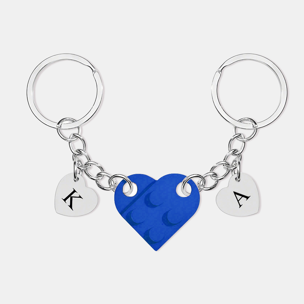Personalized Handmade Heart Bag Charm Set Custom Couple Gift for Valentine's Day/Anniversary, Custom Engraved Love Keyrings for Him & Her