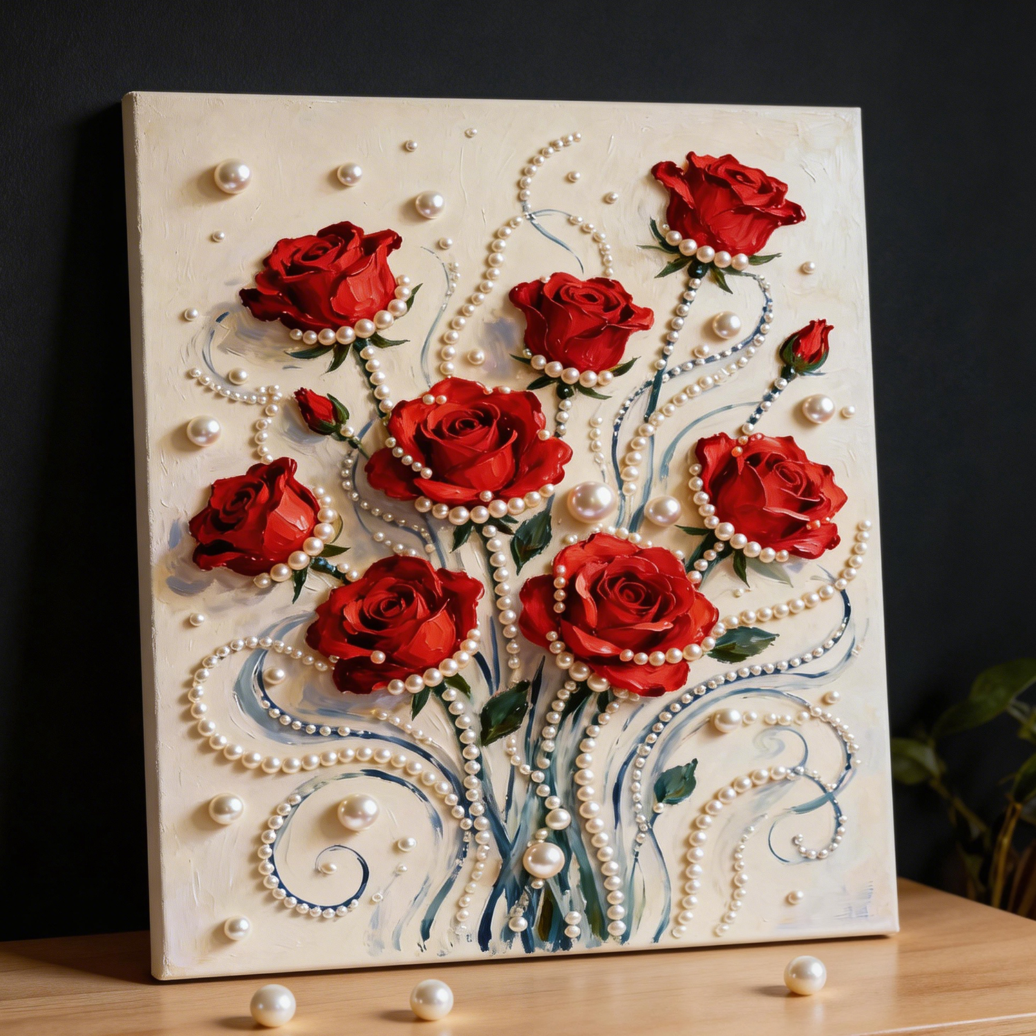 DIY Pearl Painting Kit with Beginner-Friendly Craft Set and Frame Elegant Beads Art Mother’s Day Gift for Mum from Daughter or Son