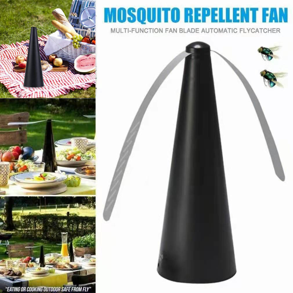 Fly Repellent Fan for Tables Outdoor Portable Automatic Fly Deterrent Fan Holographic Blades Mosquito Repeller for Picnic BBQ Patio Dining 商品缩略图