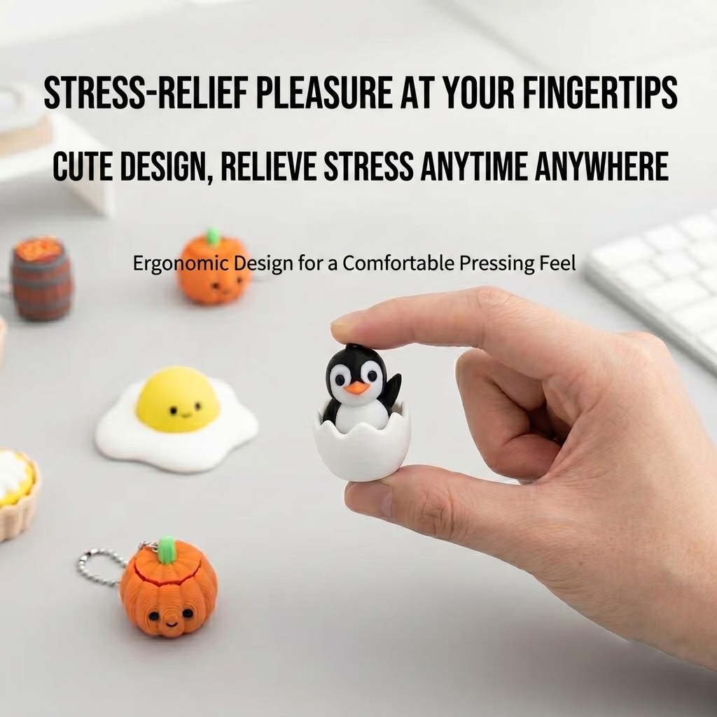 3D Printed Mechanical Keyboard Switch Fidget Keychain Cute Food Animal Clicker Toy Stress Relief Button Toy Aesthetic Backpack Pendant Gift for Gamers