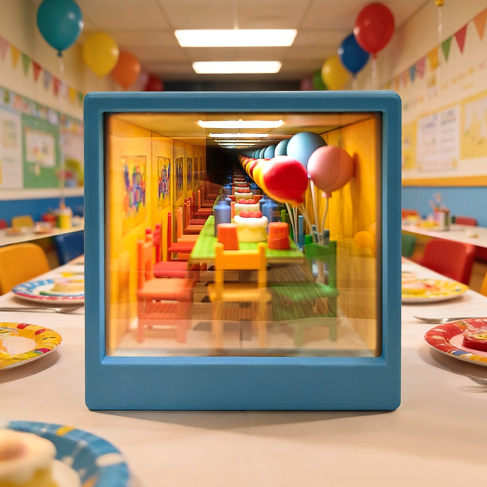 3D Infinite Space Miniature Box Handcrafted Surreal Room Illuminated Ornament Artistic Gift for Friends or Yourself