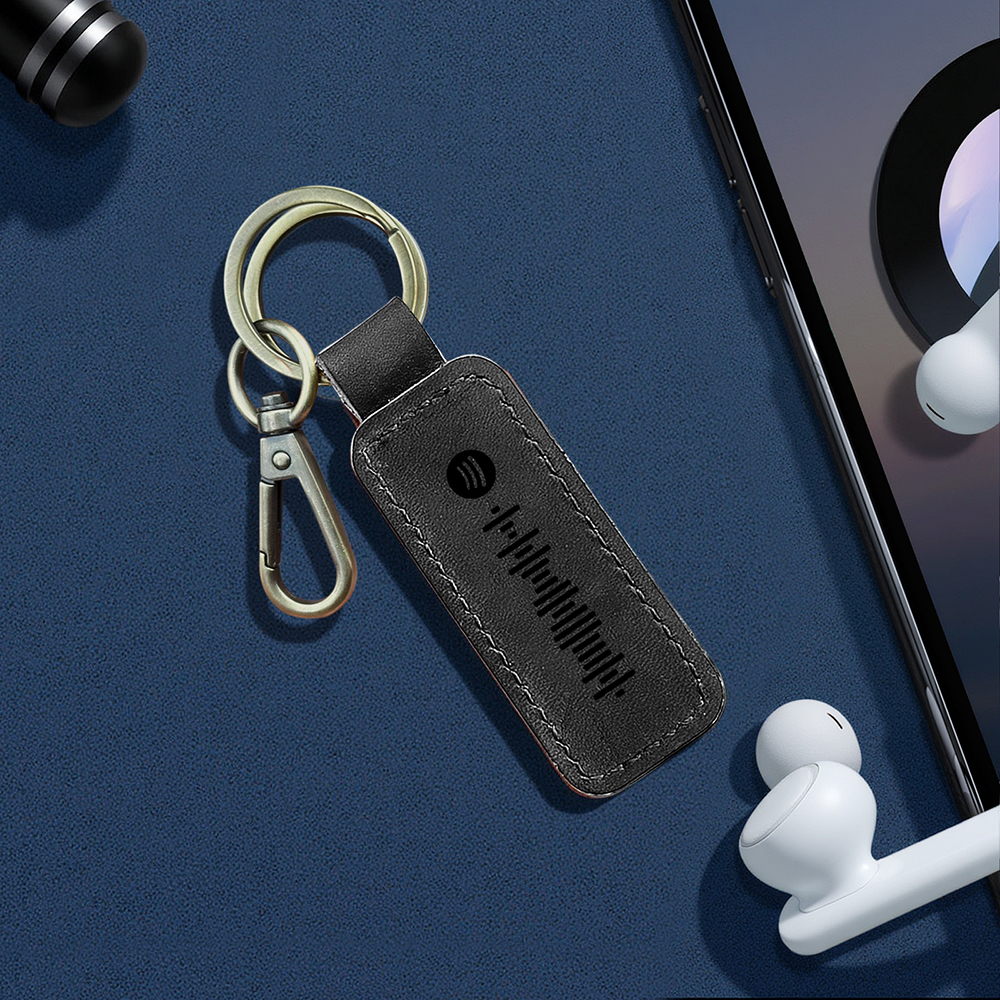 Custom Spotify Leather keychain Personalized Scannable Spotify keychain Anniversary Gift Valentines Day Gift Husband Birthday Gift