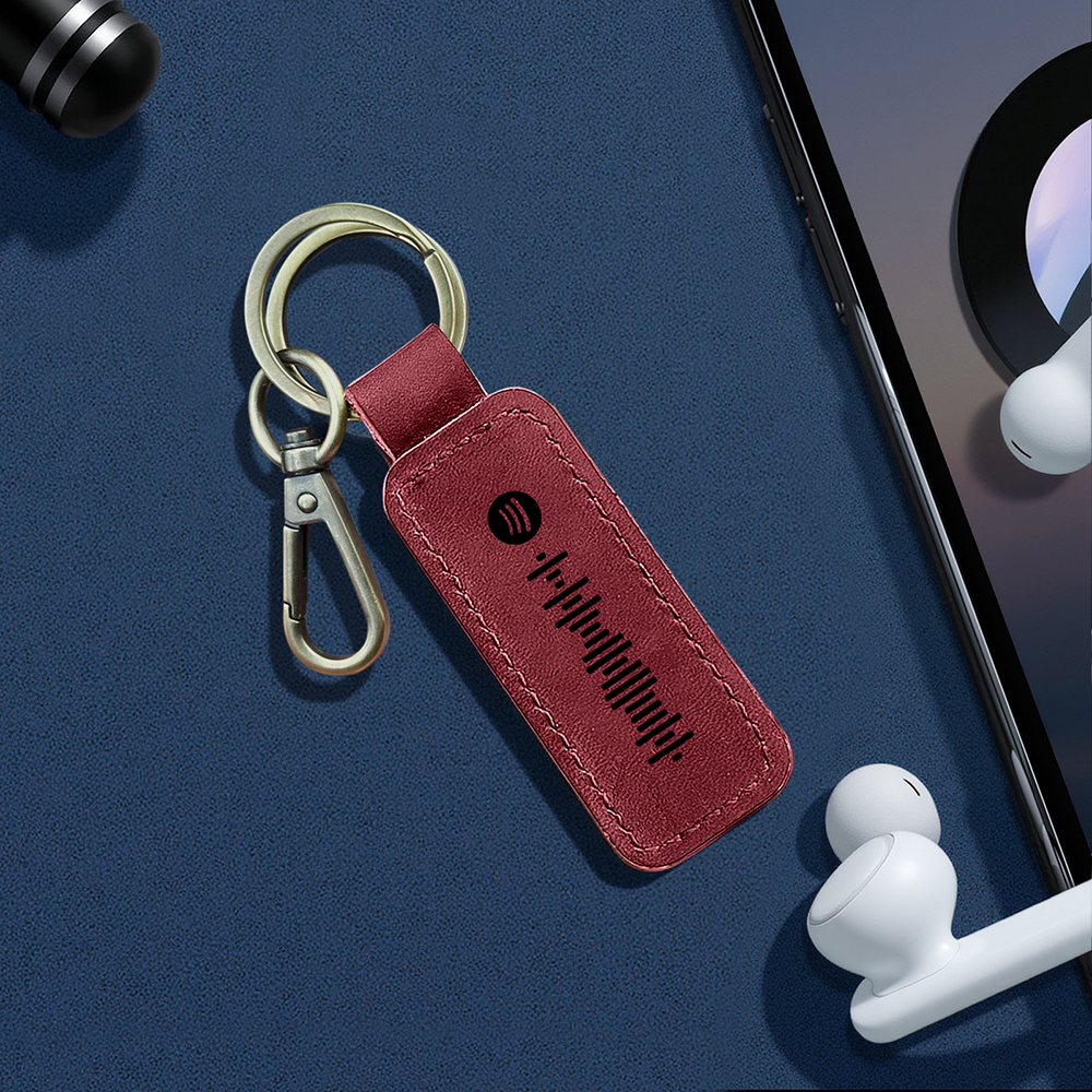 Custom Spotify Leather keychain Personalized Scannable Spotify keychain Anniversary Gift Valentines Day Gift Husband Birthday Gift