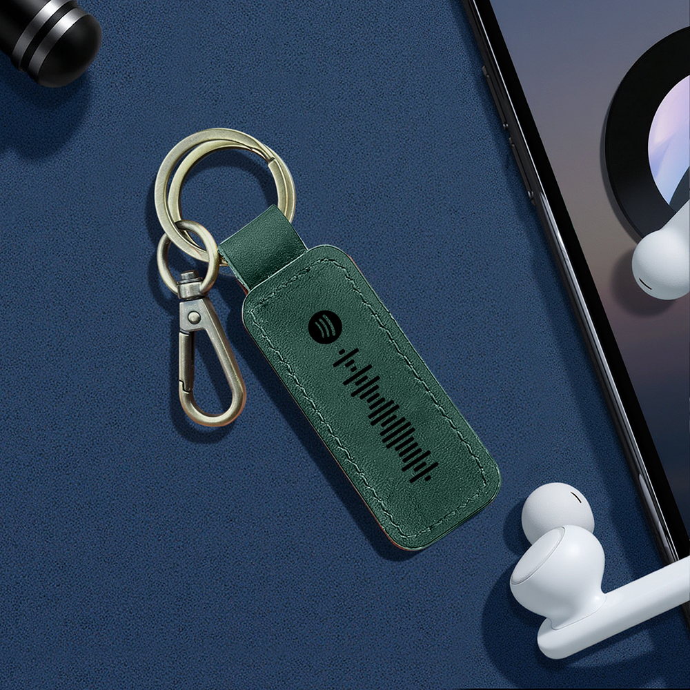 Custom Spotify Leather keychain Personalized Scannable Spotify keychain Anniversary Gift Valentines Day Gift Husband Birthday Gift