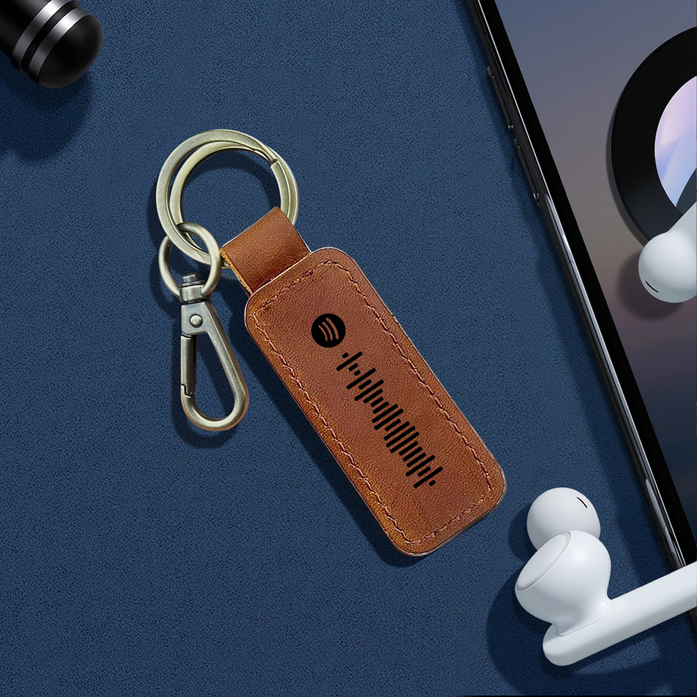 Custom Spotify Leather keychain Personalized Scannable Spotify keychain Anniversary Gift Valentines Day Gift Husband Birthday Gift