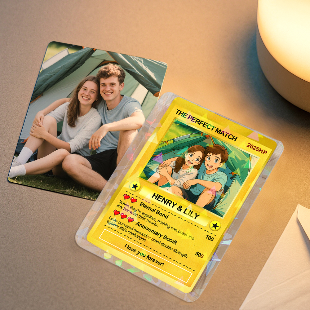 Personalized Anime Acrylic Card Custom Photo Poke Card Cartoon Style Gift for Him Anniversary Gifts