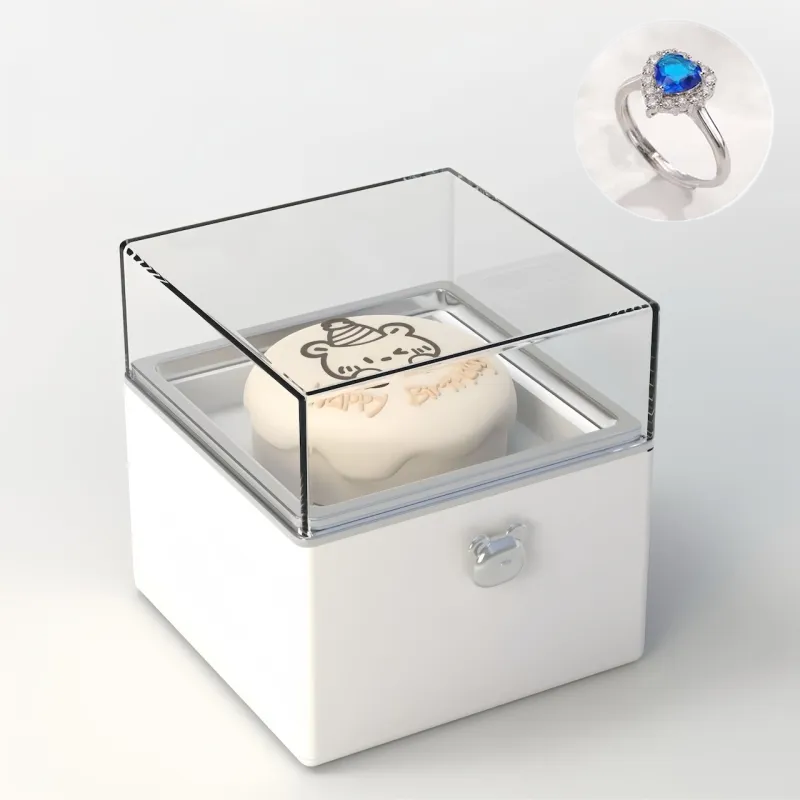 Magical Bear Cake Ring Box Surprise Gift Birthday Gift Open Adjustable Promise Ring Gift For Lover For Her