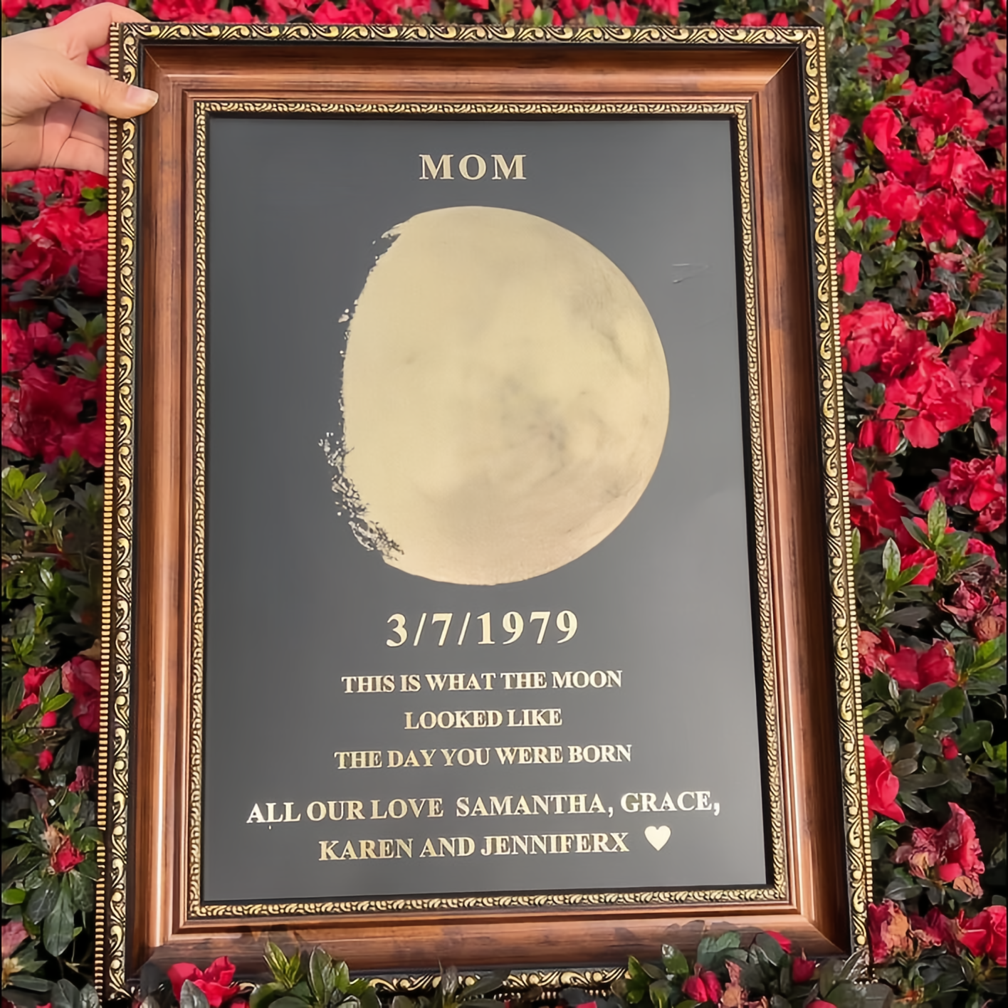 Custom Moon Phase Frame With Birth Date Ideal Gift for Mom Grandma