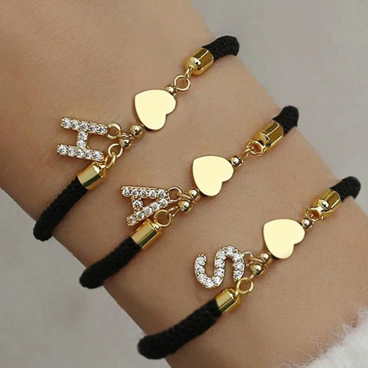 Adjustable Initial Letter Pendant Bracelet Cute Jewelry Gift for Her