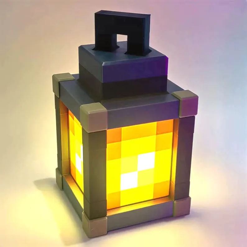 Pixelated Night Light Lantern Chargeable & Bigger- Night Lamp Birthday Gift - Kids Bedroom Decoration - Gamer Room Decor - Christmas Gift - soufeelus
