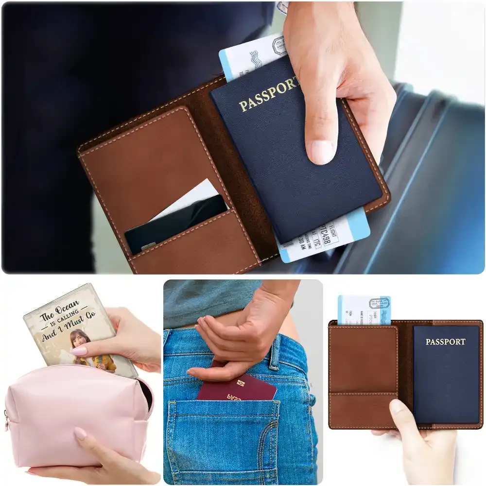 Custom Photo Cartoon Portrait Passport Holder Personalized Passport Cover for Traveling Lover
