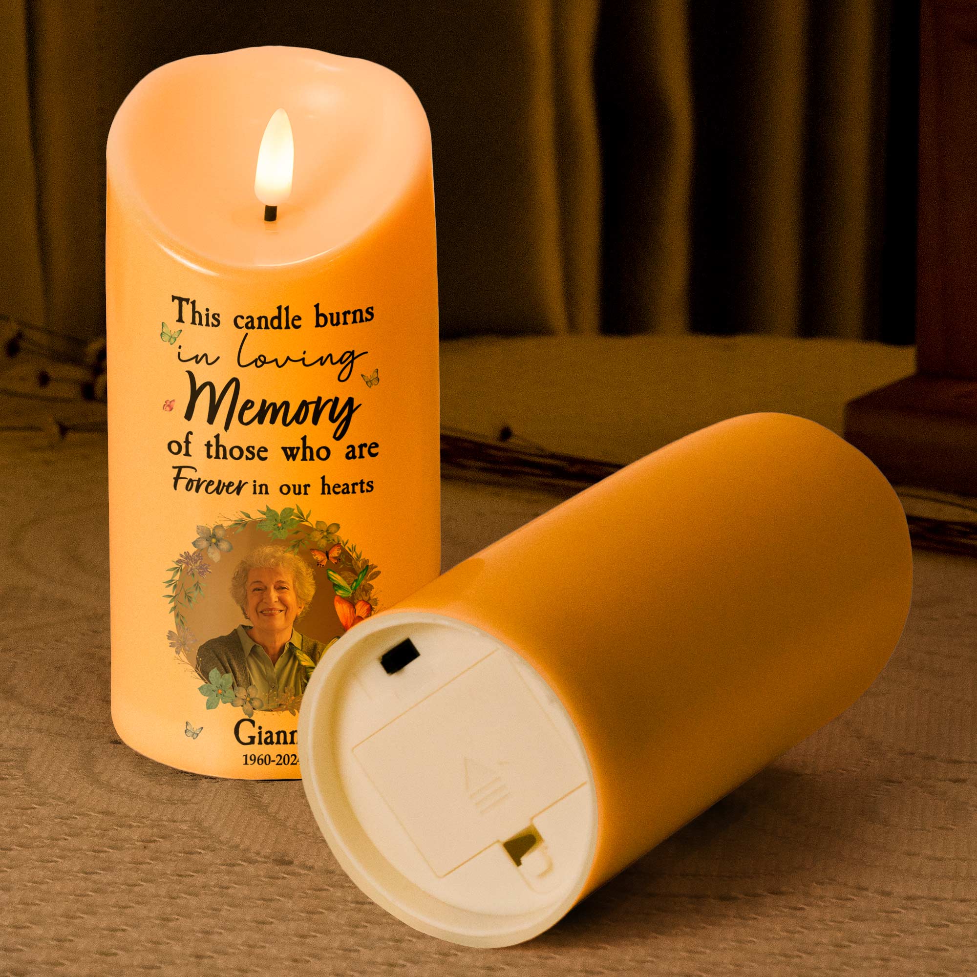 Personalized Photo LED Candle This Candle Burns In Loving Memory Memorial Gift for Grandma detail