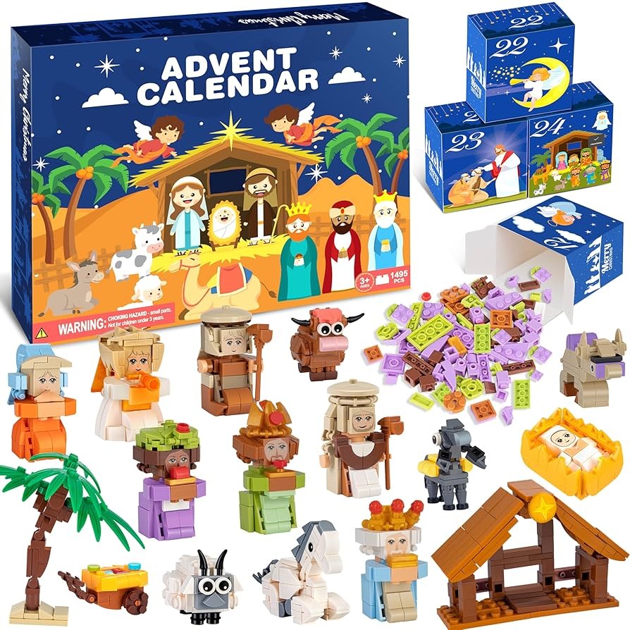 Jesus Building Blocks Advent Calendar DIY Christmas Toy - soufeelus