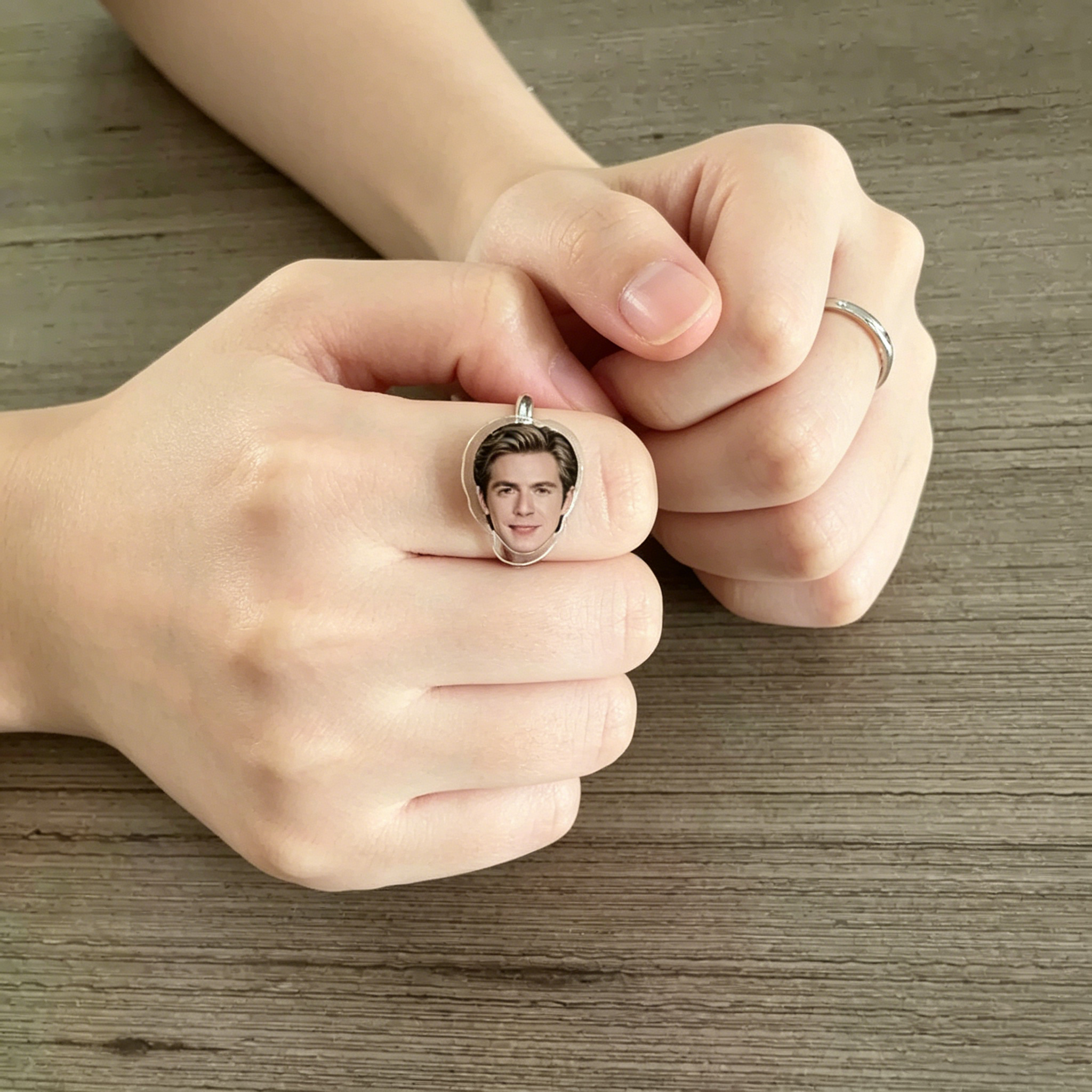 Custom Photo Acrylic Spinning Ring Personalized Portrait Finger Ring Unique Customized Gift for Her/Him
