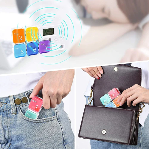 Medication Organizer with Alarm, Portable Pill Box with Reminder for Timely Medication