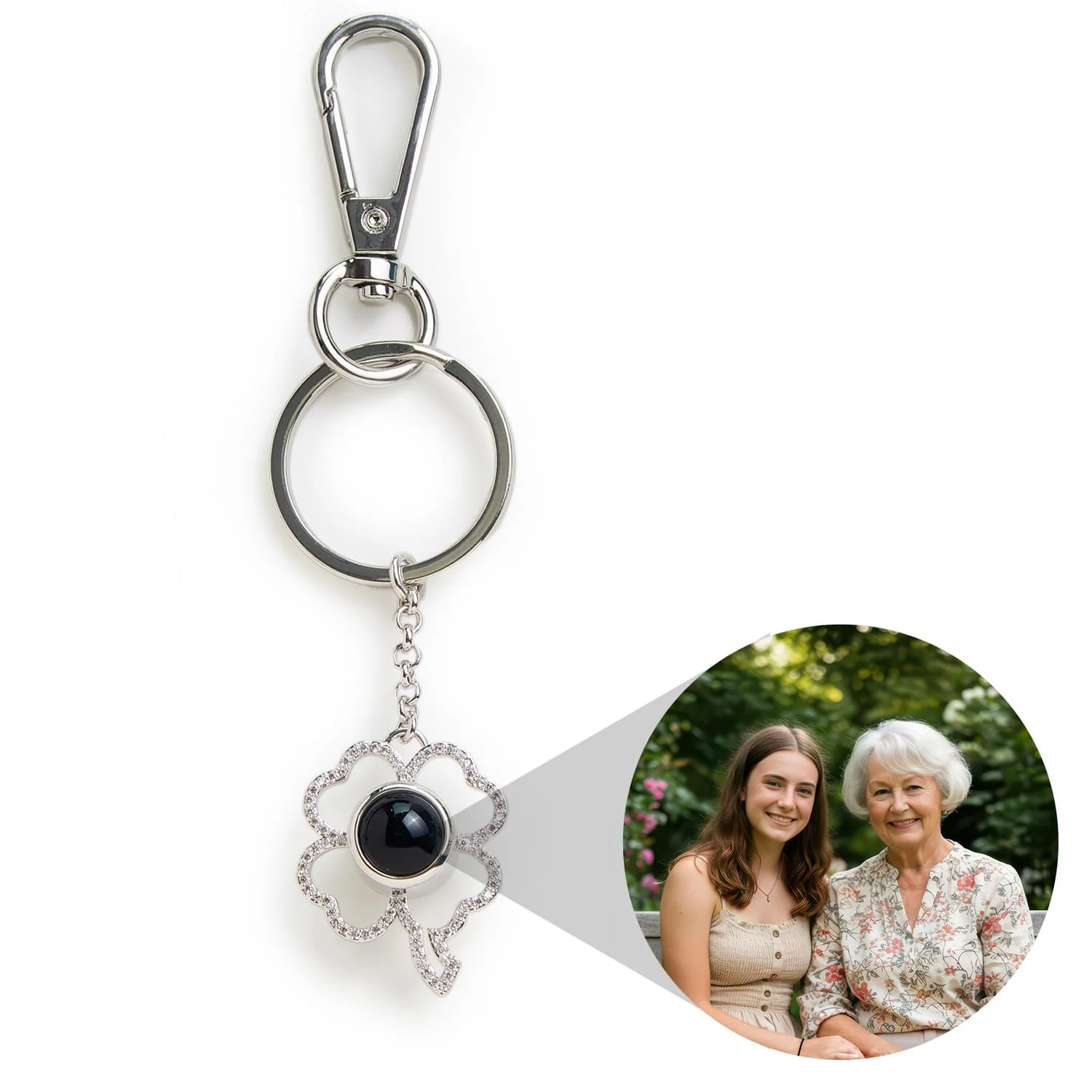 Personalized Clover Photo Keychain