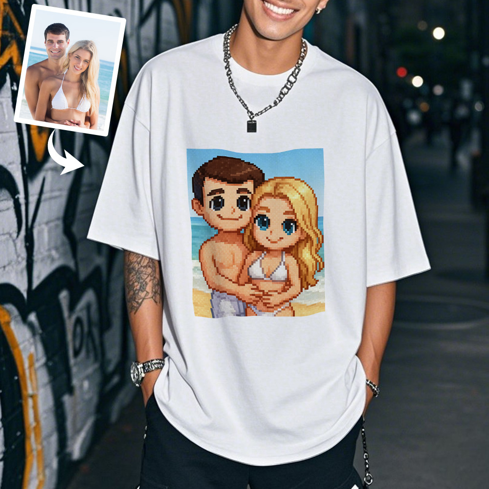 Custom Pixel-Style T-Shirt Gift for Her