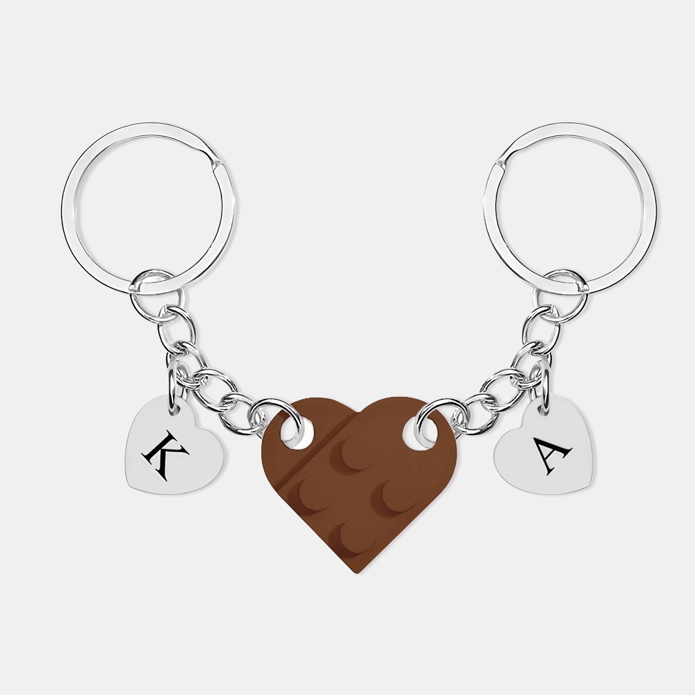 Personalized Handmade Heart Bag Charm Set Custom Couple Gift for Valentine's Day/Anniversary, Custom Engraved Love Keyrings for Him & Her
