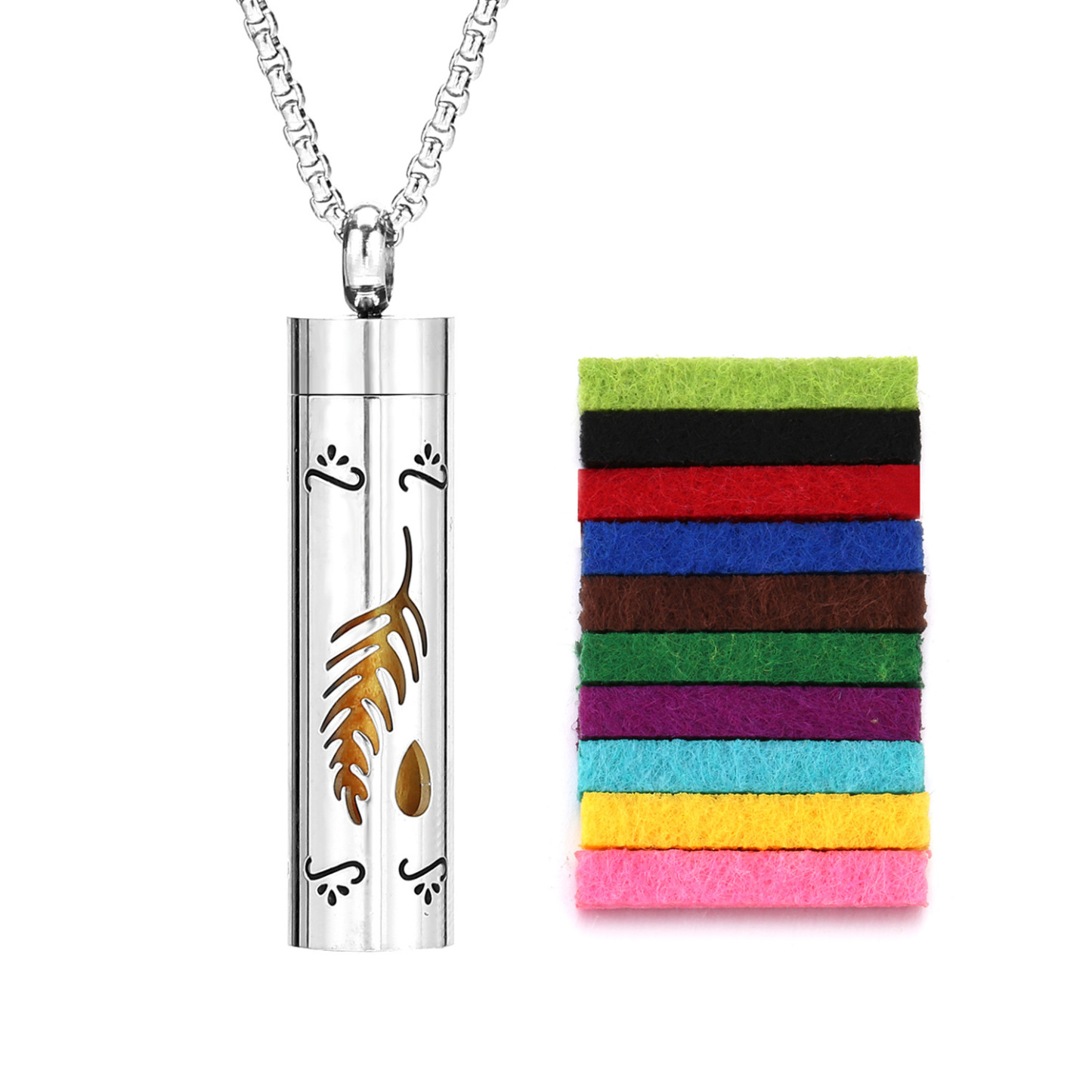 Perfume Diffuser Necklace Essential Oil Aromatherapy Stainless Steel Necklace Vertical Fragrance Pendant Necklace