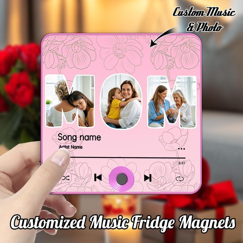 Personalized Music Fridge Magnet, Custom Photo & Song Artist Music Magnet, Mother's Day Gift