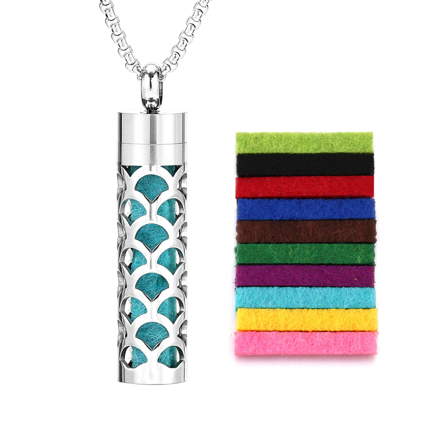 Perfume Diffuser Necklace Essential Oil Aromatherapy Stainless Steel Necklace Vertical Fragrance Pendant Necklace