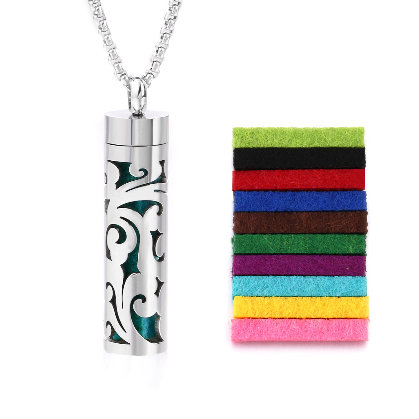 Perfume Diffuser Necklace Essential Oil Aromatherapy Stainless Steel Necklace Vertical Fragrance Pendant Necklace
