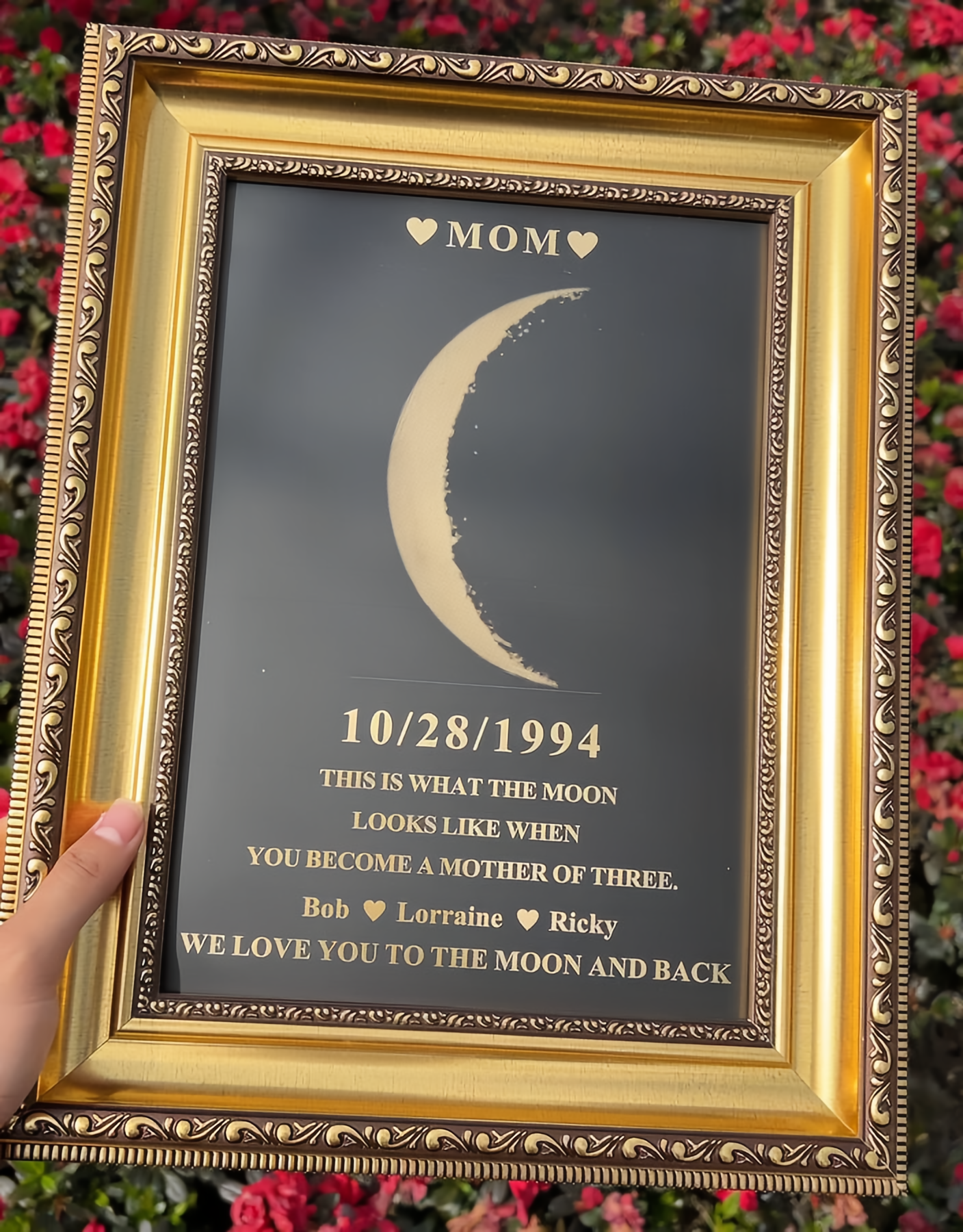 Custom Moon Phase Frame With Birth Date Ideal Gift for Mom Grandma