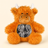 Custom Photo Highland Cow Plush, Personalized Picture Collage Highland Cow Stuffed Animal Toy, Fluffy Cow Plushie, Couple Anniversary Gift for Her Him