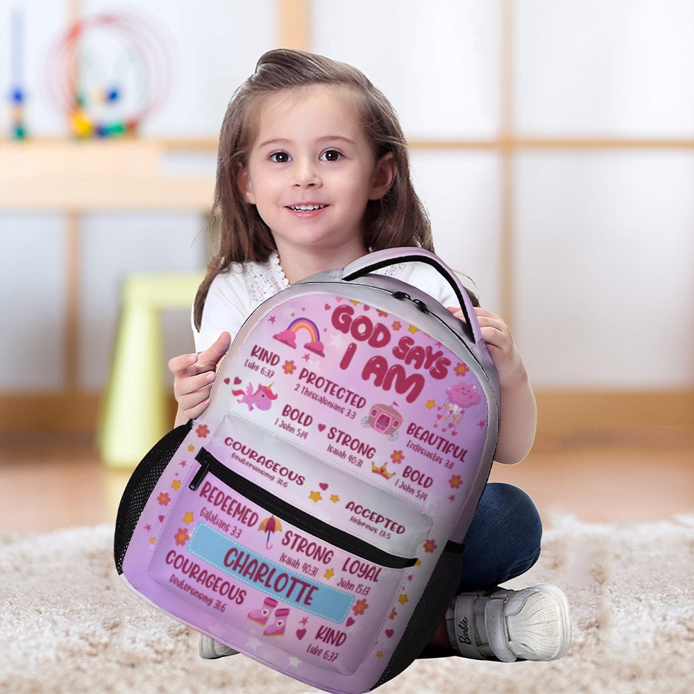 Personalized Back To School Name Backpack for Girls and Boys God Says