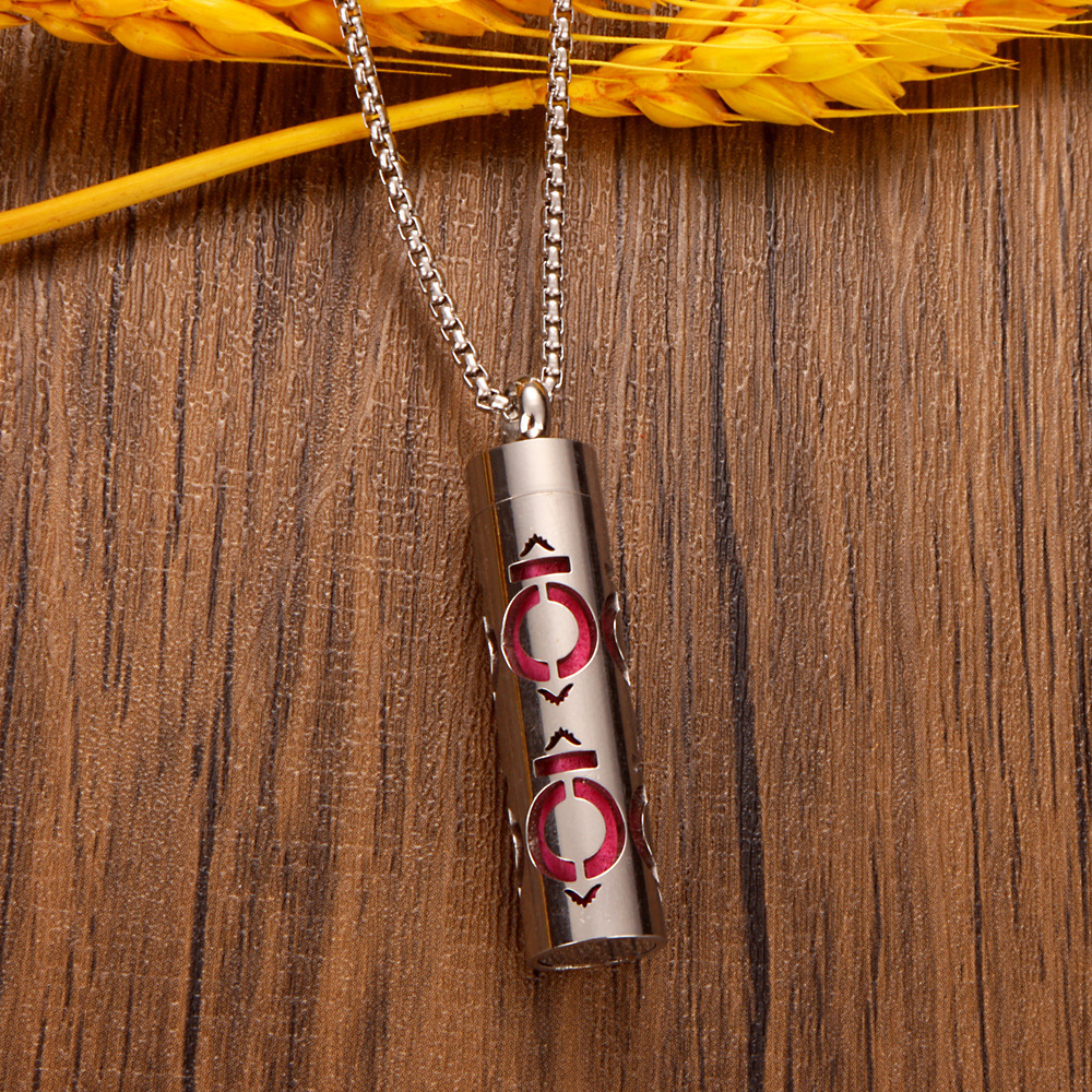 Perfume Diffuser Necklace Essential Oil Aromatherapy Stainless Steel Necklace Vertical Fragrance Pendant Necklace