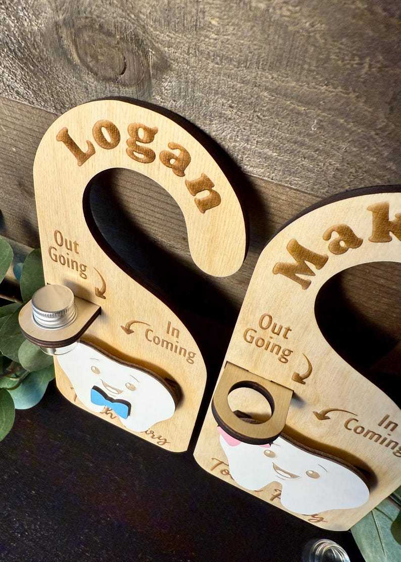 Personalized Tooth Fairy Door Hanger Custom Name Tooth Holder with Jar and Money Slot Kids Tooth Fairy Gift for Boys and Girls