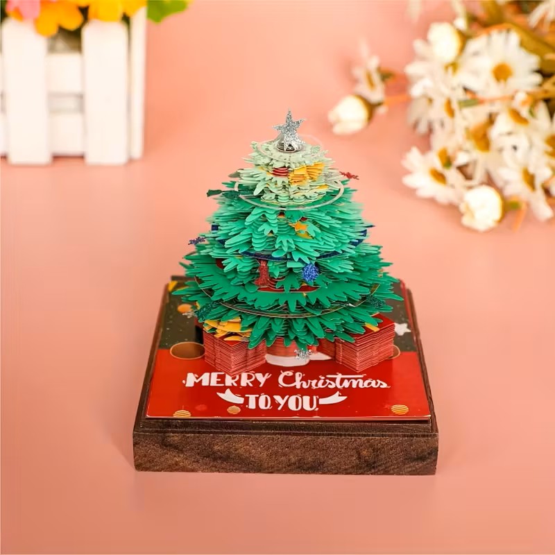 2026 Calendar Desk Decor Pop-Up 3D Paper Sculpture Memo Pad Christmas New Year Gift