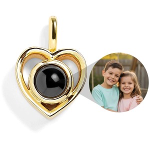 PERSONALIZED HEART-SHAPED PHOTO CHARM - GOLD