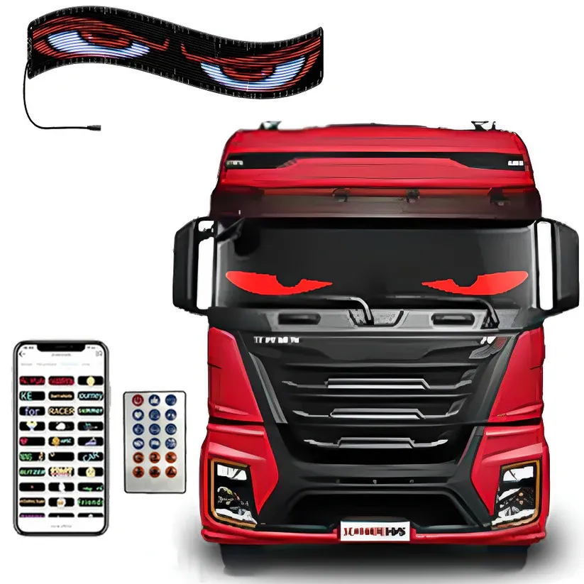 Truck Devil Eye Soft Screen Light Truck Car Eye Light Dynamic Led Flexible Screen Window Warning Light