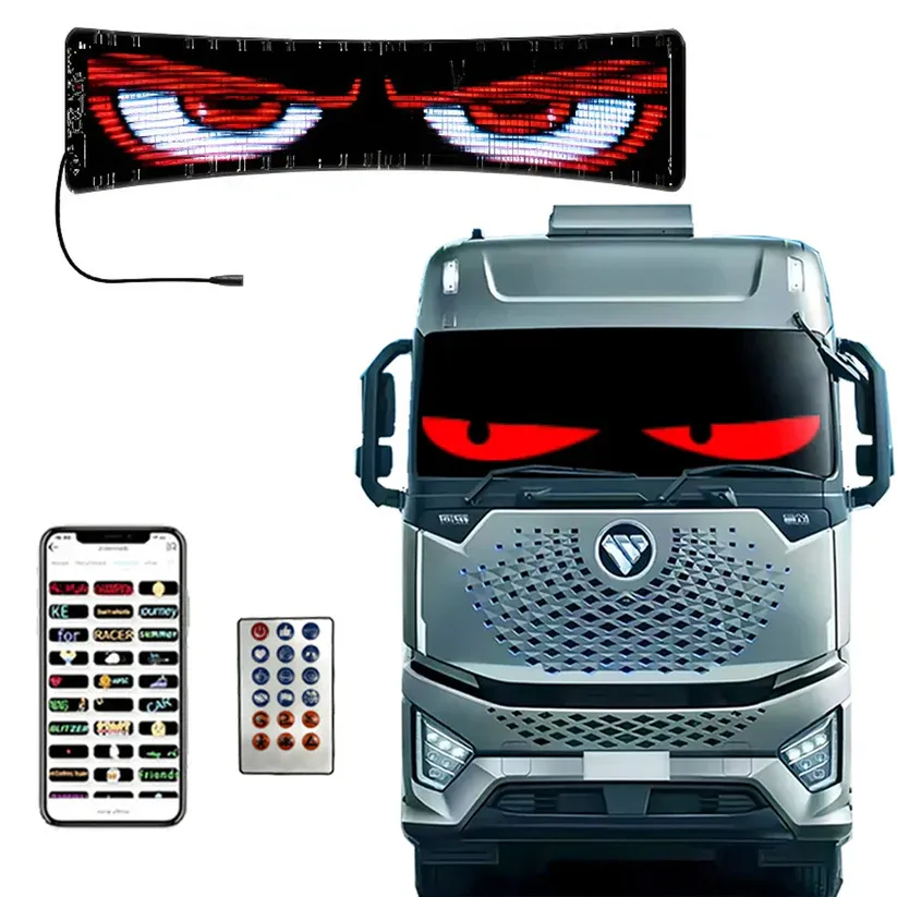 Truck Devil Eye Soft Screen Light Truck Car Eye Light Dynamic Led Flexible Screen Window Warning Light