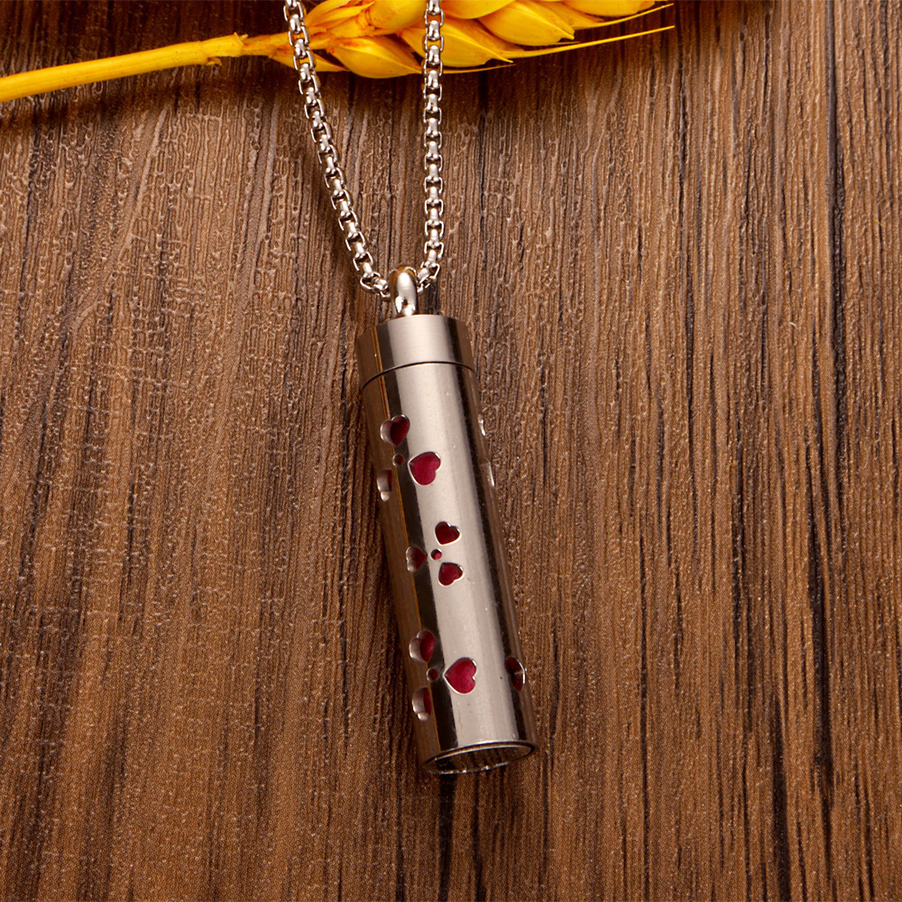 Perfume Diffuser Necklace Essential Oil Aromatherapy Stainless Steel Necklace Vertical Fragrance Pendant Necklace