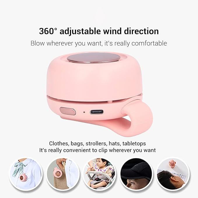 Portable Silent Mini Bladeless Electric Fan Adjustable 3-speed Suspended Waist Fans Rechargeable Rotating Body Fan Suitable for Outdoor Travel Office Travel Accessories Gift