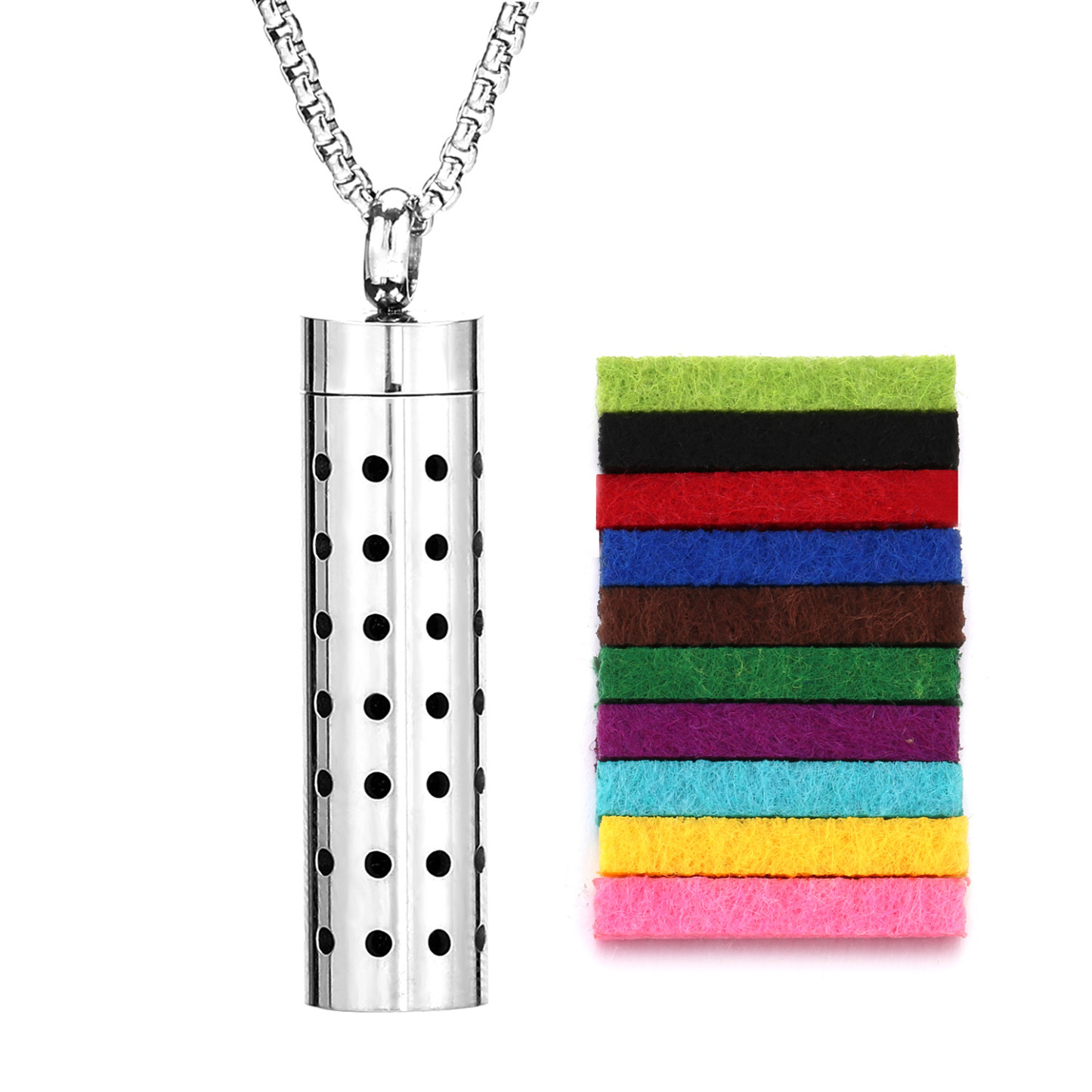 Perfume Diffuser Necklace Essential Oil Aromatherapy Stainless Steel Necklace Vertical Fragrance Pendant Necklace