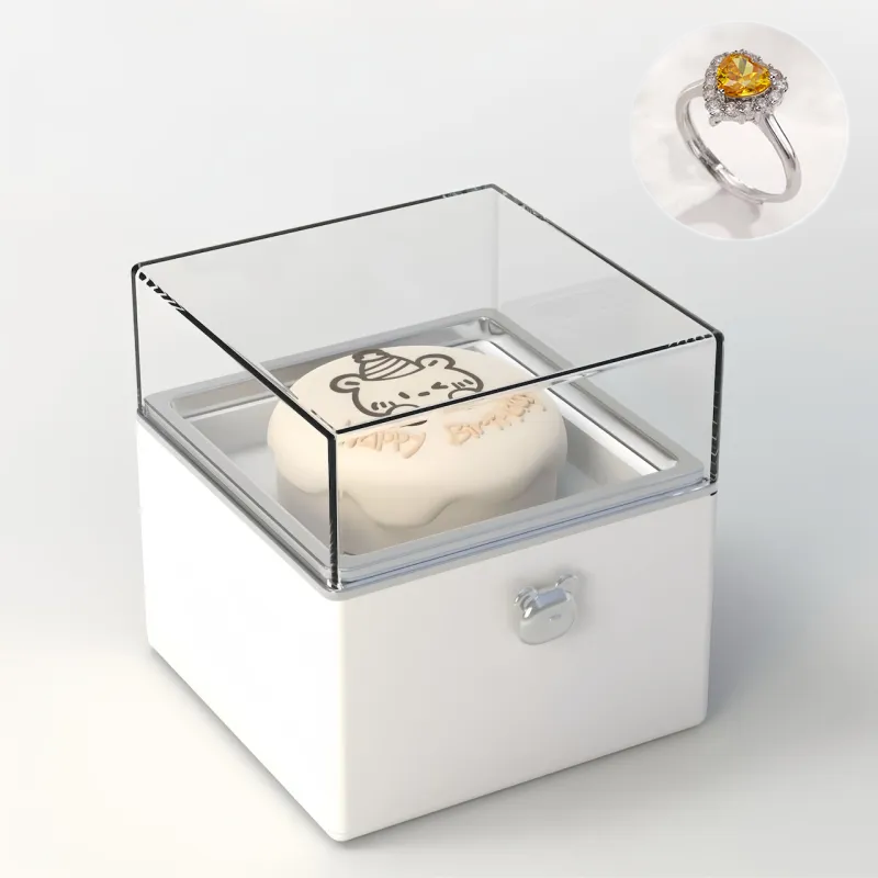 Magical Bear Cake Ring Box Surprise Gift Birthday Gift Open Adjustable Promise Ring Gift For Lover For Her