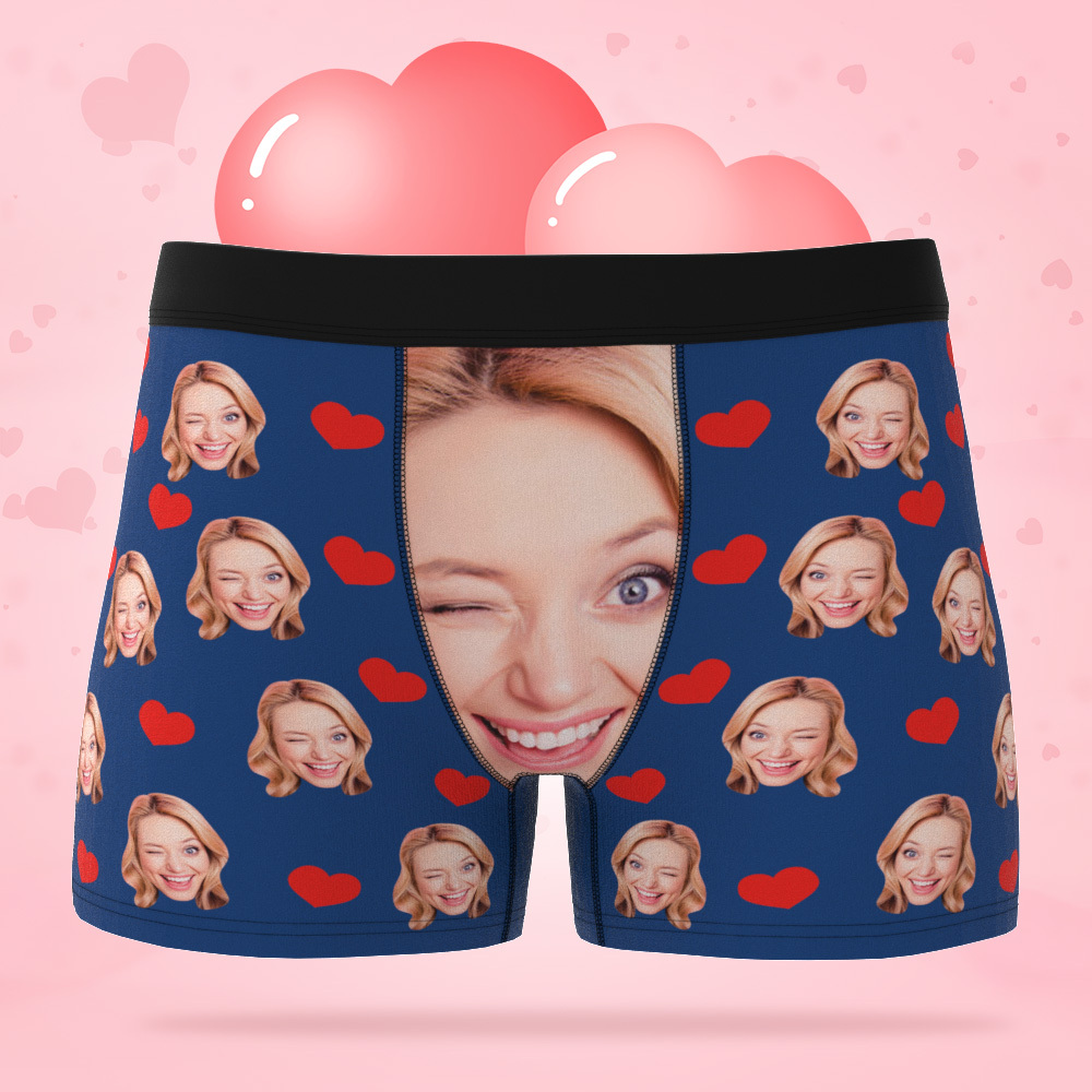 Custom Boxer Briefs Custom Face Photo Underwear Love Heart Briefs Gifts for Boyfriend