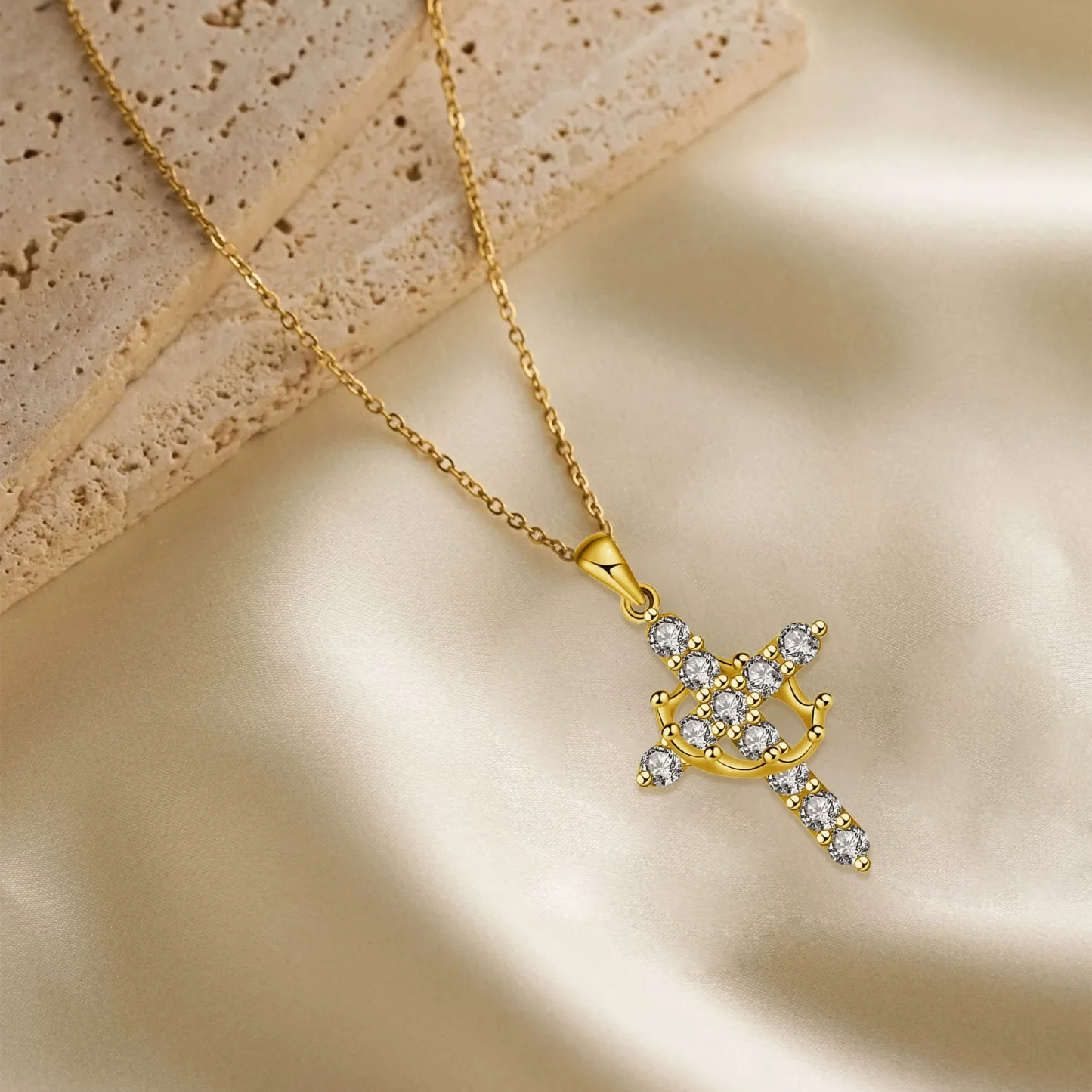Crown and Cross Necklace for Her that is elegant meaningful and made to shine