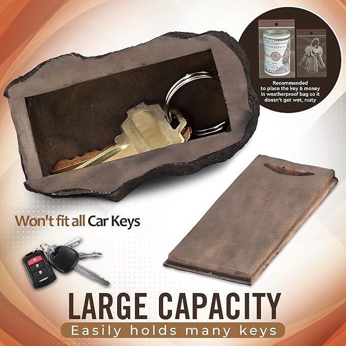 Hide A Key In A Real Looking Rock/Stone Holds Standard Sized Spare Keys Fits In With Your Landscaping And Yard Resistant To Outdoor Elements