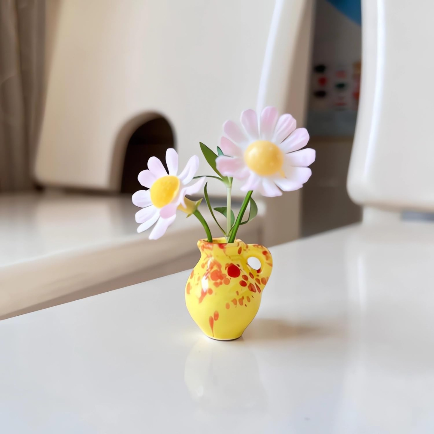 Mini Ceramics Vase Fridge Magnets Label Bonsai Magnet Button Potted Simulation Flower Vase Refrigerator Message 8pcs Set