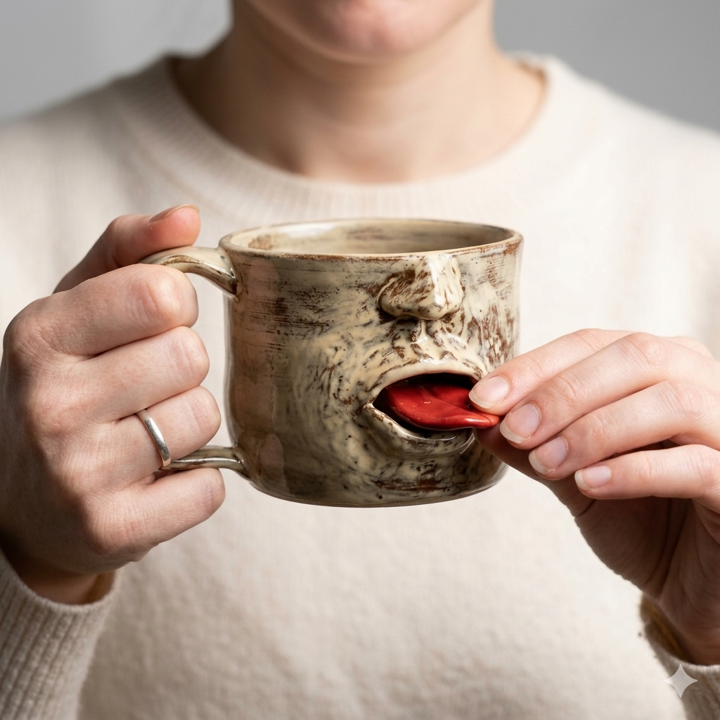 Funny Mouth Mug with Moving Tongue, Novelty Gag Coffee Cup, Interactive Stress Relief Mug Gift