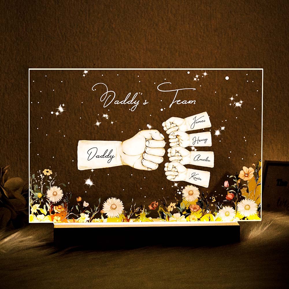 Personalized Name Fists Custom Name Night Light Best Gifts for Dad Father's Day